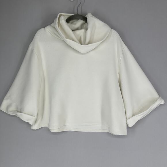 Varley Milwood Ribbed Cowl Pullover Women’s Size Large White Cropped Sweater - Picture 3 of 12